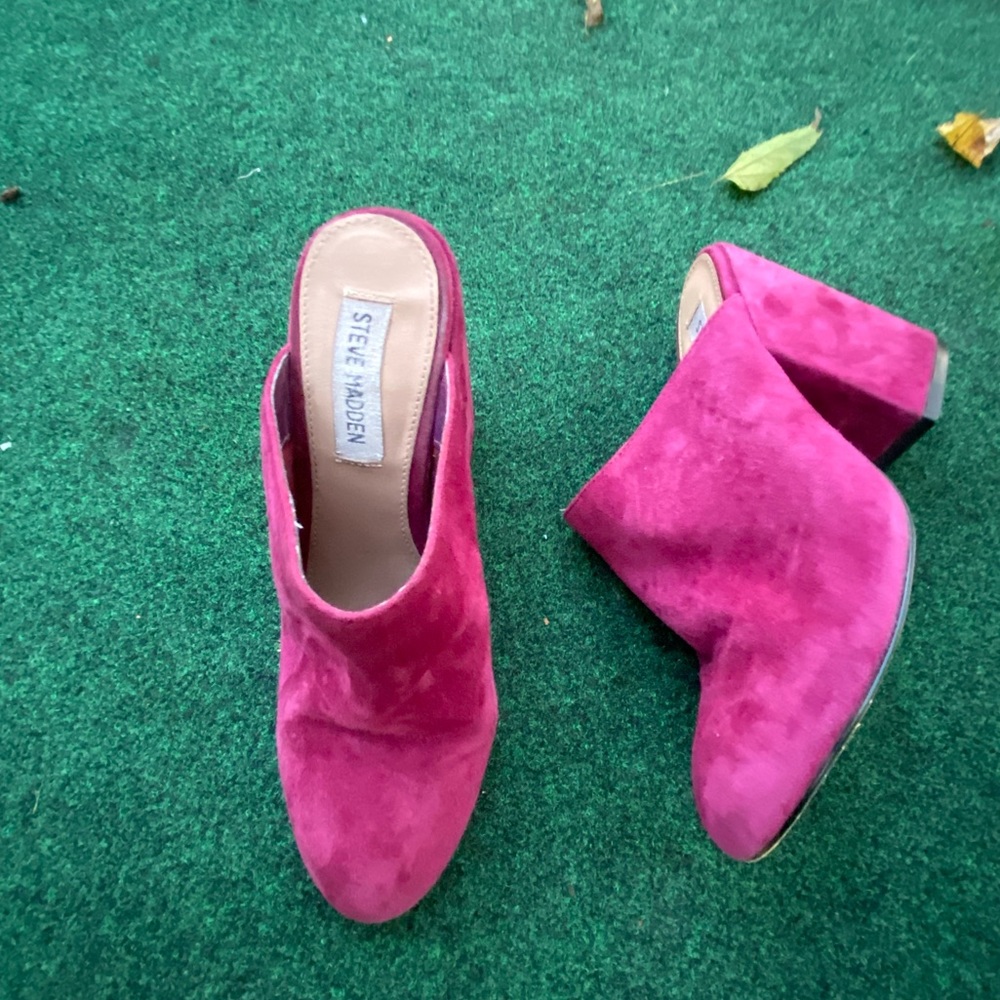 Plum Suede Mules - Picture 4 of 10